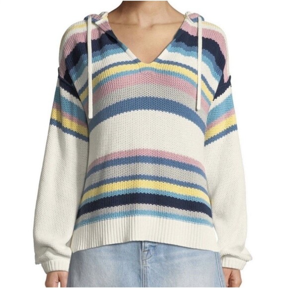 FRAME Striped Drop Shoulder Hooded Sweater MSRP $325 Sz XS—As Seen On TV - Picture 1 of 16